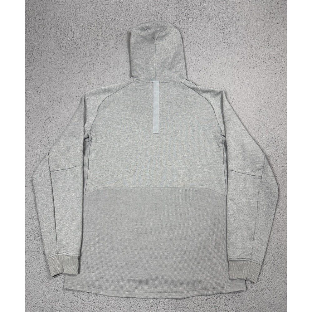 Lululemon Athletica Hoodie Mens Large Gray Pullover Zip Pockets Reflective Logo - Picture 8 of 8